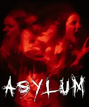 Asylum poster — distorted faces screaming in red light